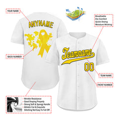 Custom White World Cancer Day Personalized Authentic Baseball Jersey BSBJ01-E06020-6