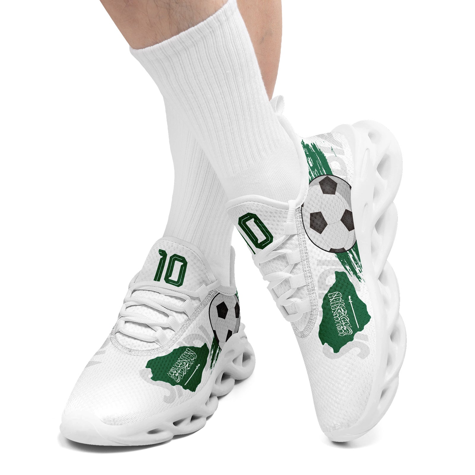 Custom Saudi Arabia 2026 World Cup Sneakers DIY Country Flag Running Shoes Lightweight Sport Shoes Gift for Football Fans Personalized Team Name and Logo FN003-F009078-5