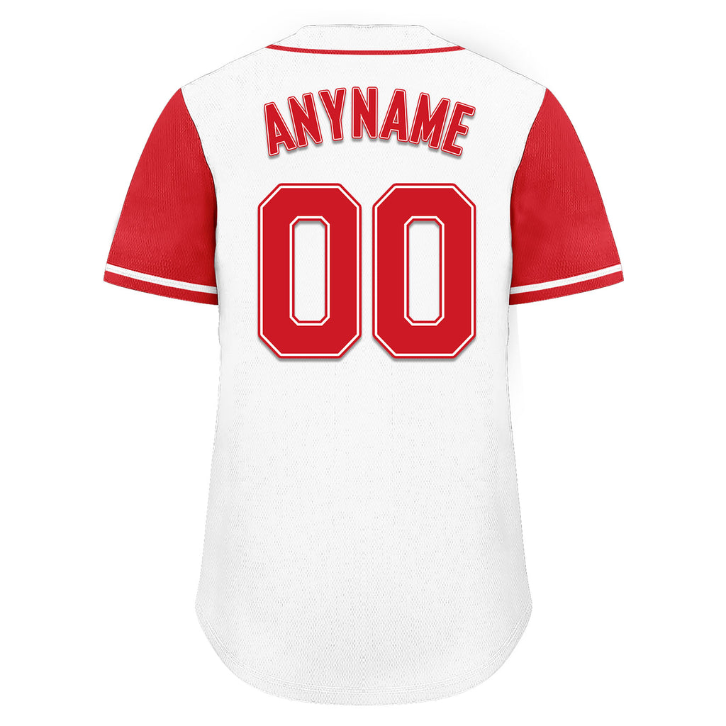 Custom White Red Raglan Sleeves Personalized Authentic Baseball Jersey BSBJ01-D020200-7
