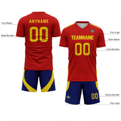 Custom Spain Red Yellow Soccer Sets Jersey Personalized SCJ101-D06143