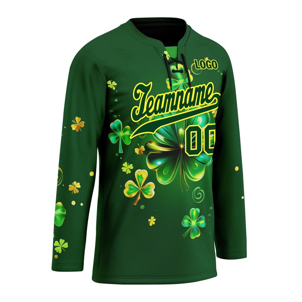 Custom Four-leaf clover Personalized Hockey Jersey HCKJ01-E0615-3