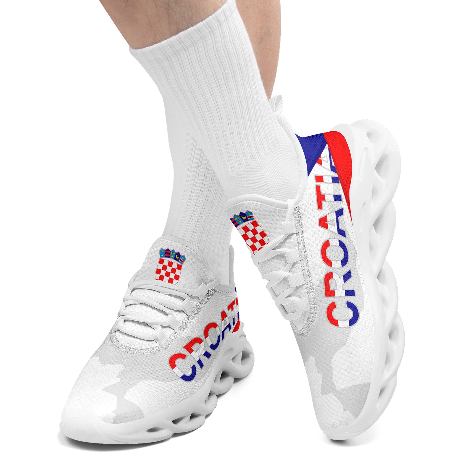 Custom Croatia 2026 World Cup Sneakers DIY Country Flag Running Shoes Lightweight Sport Shoes Gift for Football Fans Personalized Team Name and Logo FN003-F009104-5