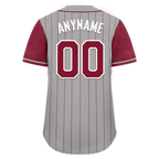 Custom Gray Red Stripe Embroidered Baseball Jersey