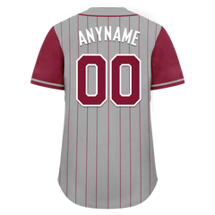 Custom Gray Red Stripe Fashion Personalized Authentic Baseball Jersey BSBJ01-D017260