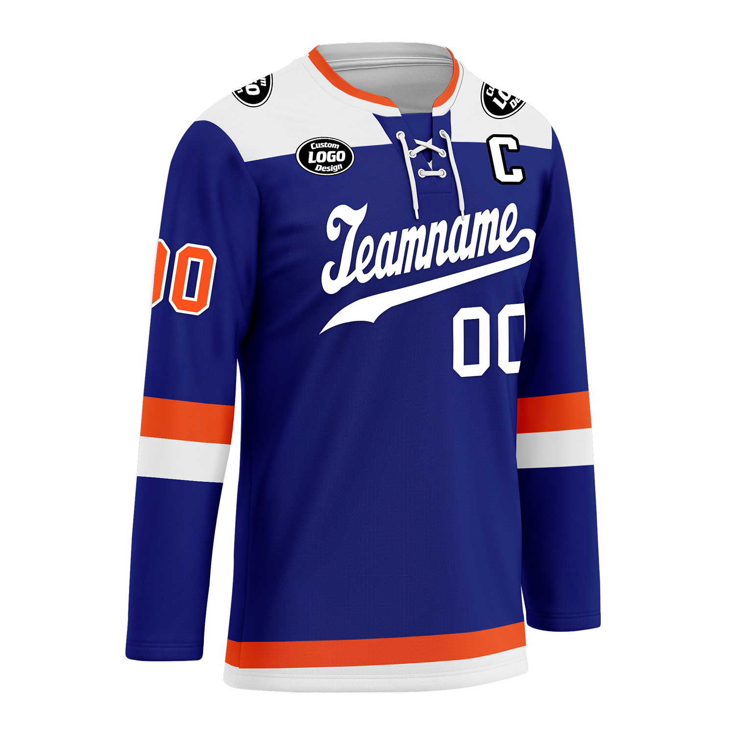 Custom Blue Orange Personalized Hockey Jersey HCKJ01-D0a700f