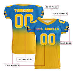 Custom Blue Yellow Fade Fashion Los Angeles High-Performance American Football Jersey FBJ06-D020252-22