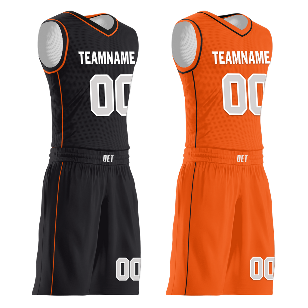 Custom Black Orange Classic Style Reversible Basketball Uniform Personalized Ordinary BBJR-D017019