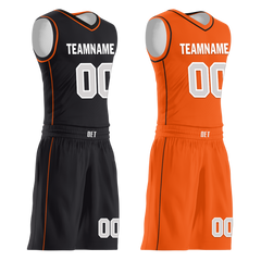 Custom Black Orange Classic Style Reversible Basketball Uniform Personalized Ordinary BBJR-D017019