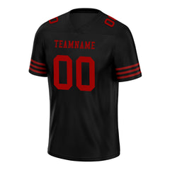 Custom Black Red Striped Sleeves Personalized Authentic Football Jersey FBJ02-D06041