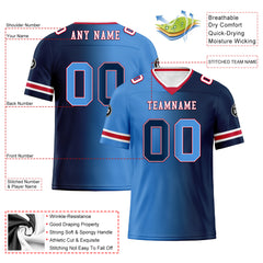 Custom Deep Blue Light Blue Tennessee Personalized Authentic Football Jersey FBJ02-D028017-32