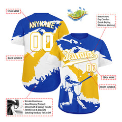 Custom Blue White Yellow Uruguayan Flag Personalized Authentic Baseball Jersey BSBJ01-E06022-7