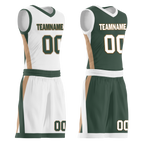 Custom White Green Classic Style Reversible Basketball Uniform Personalized COOLMAX BBJR-D017002