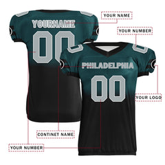 Custom Green Black Fade Fashion Philadelphia High-Performance American Football Jersey FBJ06-D020252-23