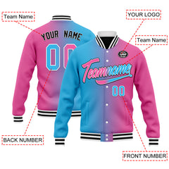 Custom Gradient Fashion Jacket Bomber Full-Snap Varsity Letterman Personalized Jacket FZ005-D028015-2