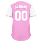 Custom Pink White Raglan Sleeves Personalized Authentic Baseball Jersey BSBJ01-D020200-16