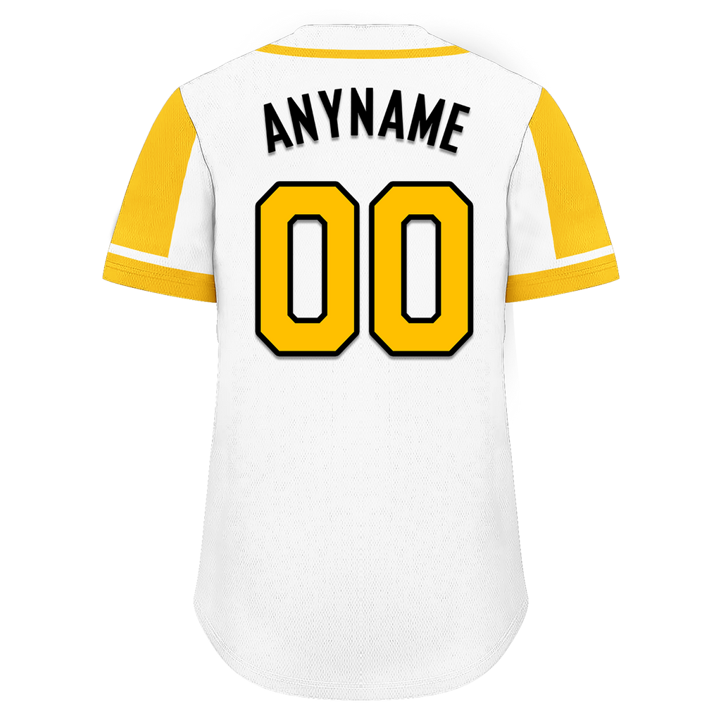 Custom White Gold Raglan Sleeves Personalized Authentic Baseball Jersey BSBJ01-D017165