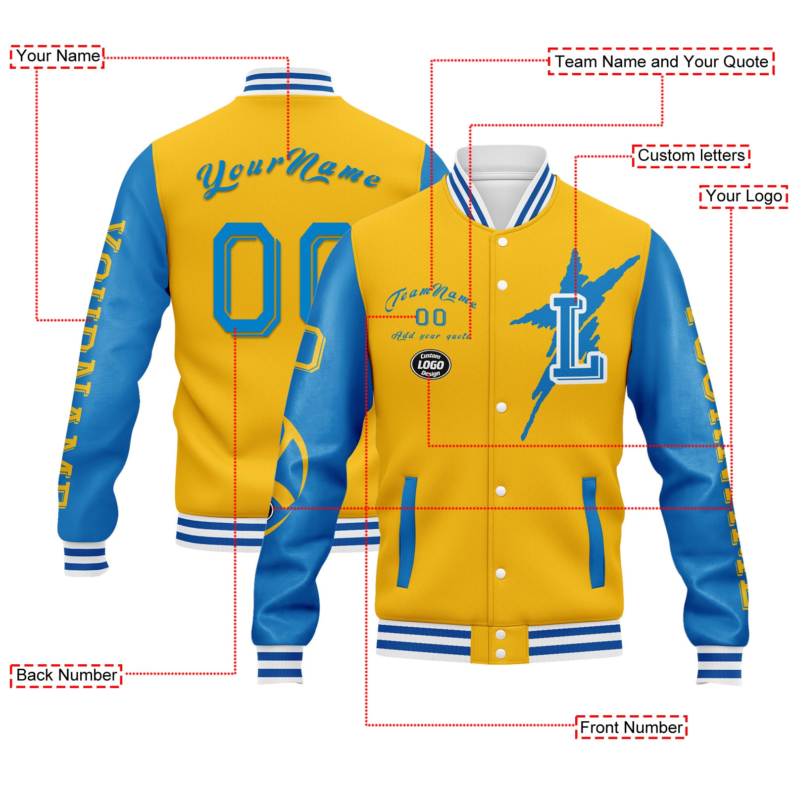 Custom Yellow Blue Los Angeles Jacket and Sports Shoes Combo Offer Personalized Combo ZH-D020294-22