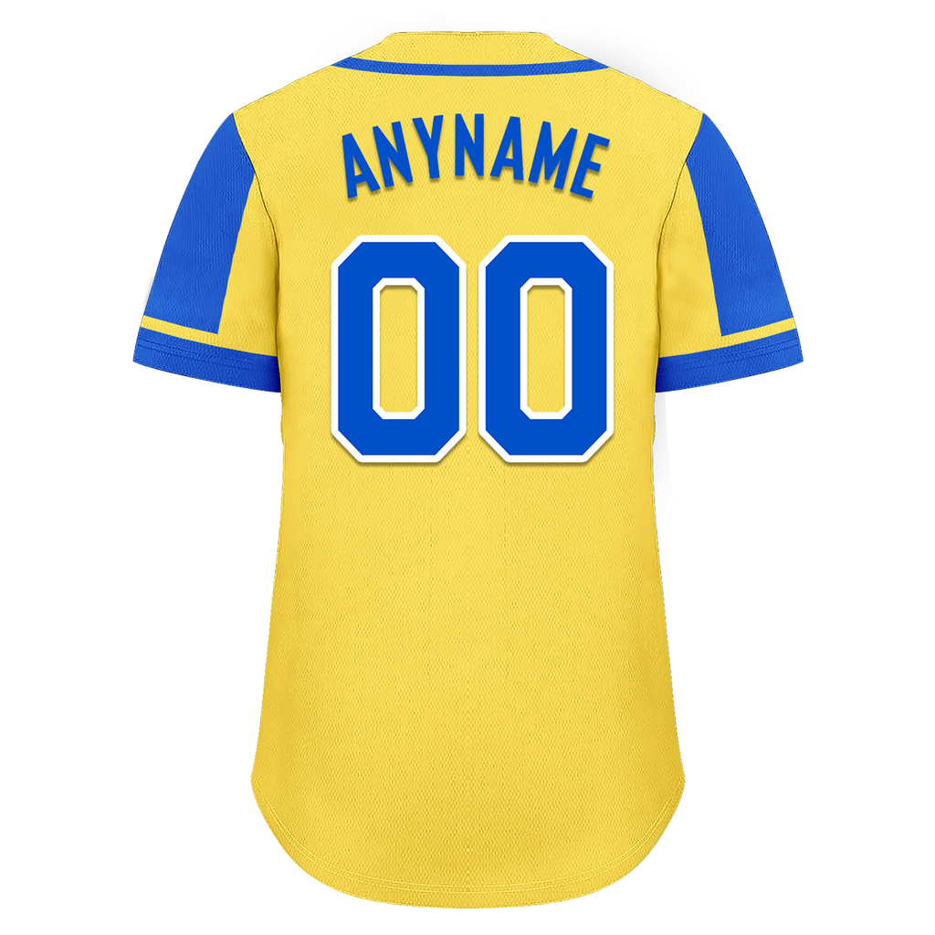 Custom Yellow Blue Raglan Sleeves Personalized Authentic Baseball Jersey BSBJ01-D017205