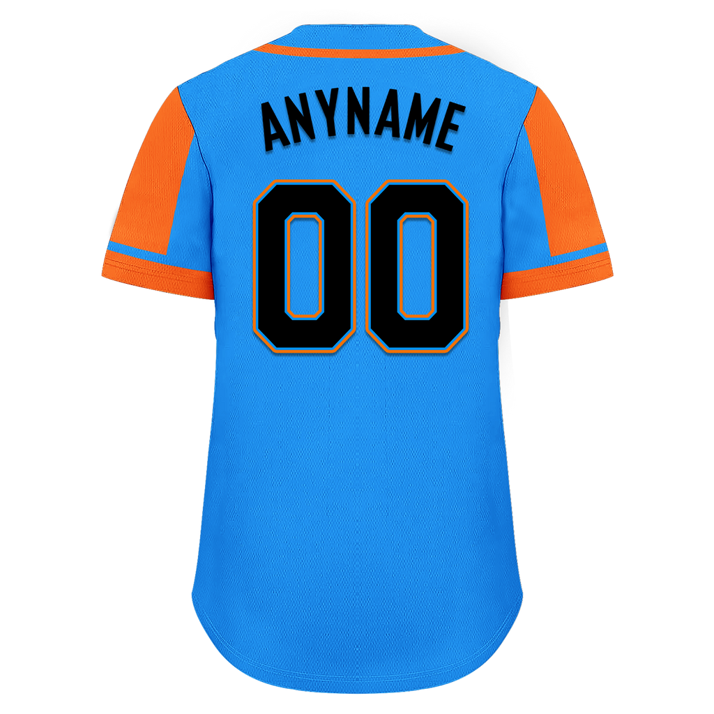 Custom Blue Orange Raglan Sleeves Personalized Authentic Baseball Jersey BSBJ01-D017210