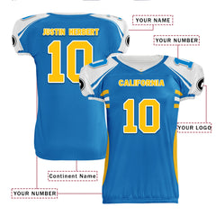 Custom Blue White California High-Performance American Football Jersey FBJ06-D023001-22