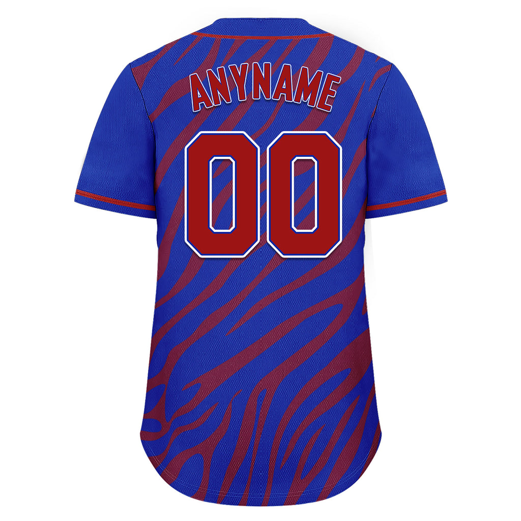 Custom Blue Red Zebra Pattern Personalized Authentic Baseball Jersey BSBJ01-D020201-22