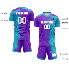 Custom Blue Purple Soccer Sets Jersey Personalized SCJ101-D020210-8