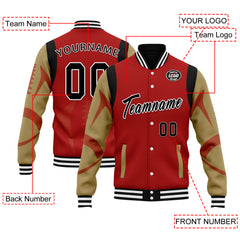 Custom Red San Francisco Jacket Bomber Full-Snap Varsity Letterman Personalized Jacket FZ005-D025004-22