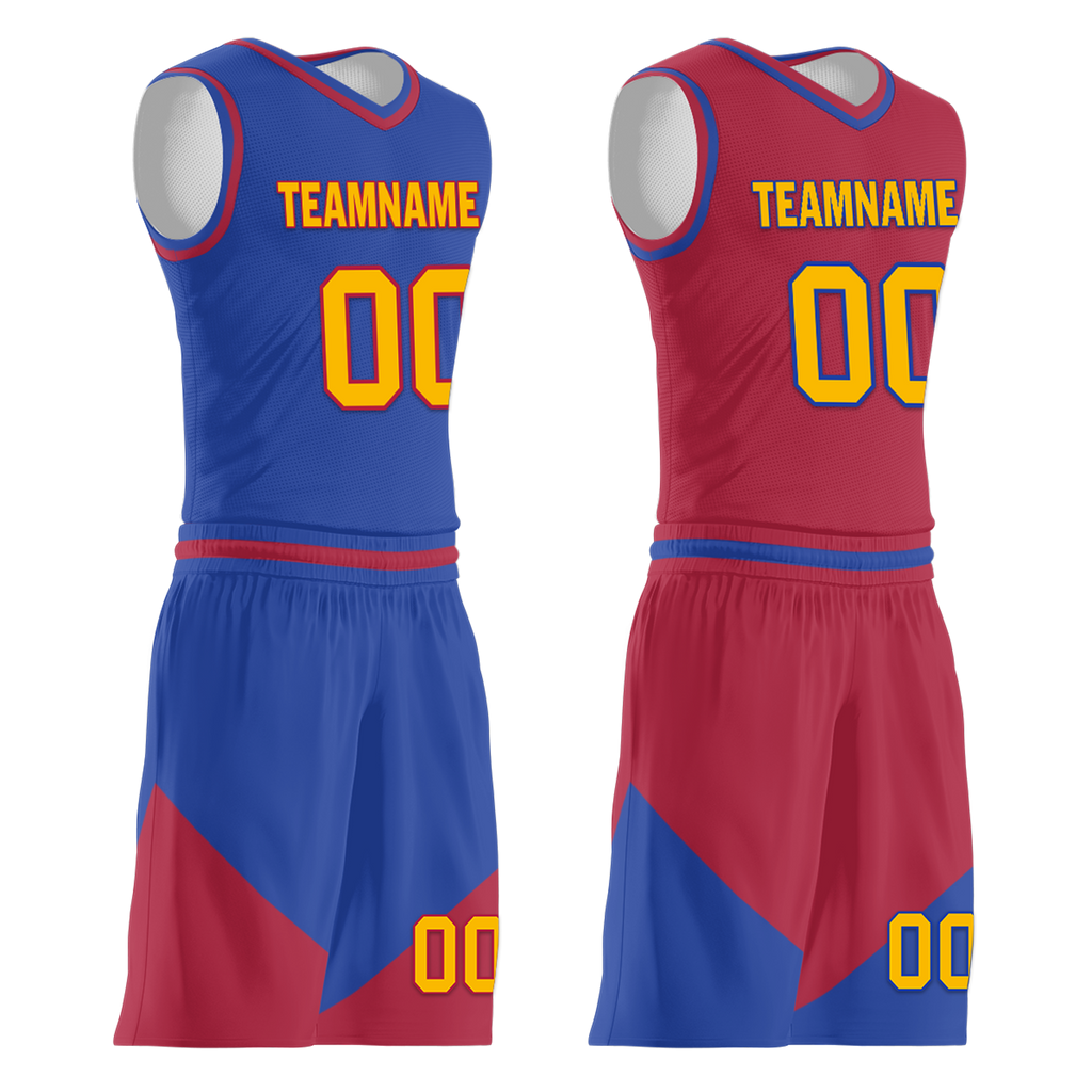 Custom Blue Red Classic Style Reversible Basketball Uniform Personalized Ordinary BBJR-D017029