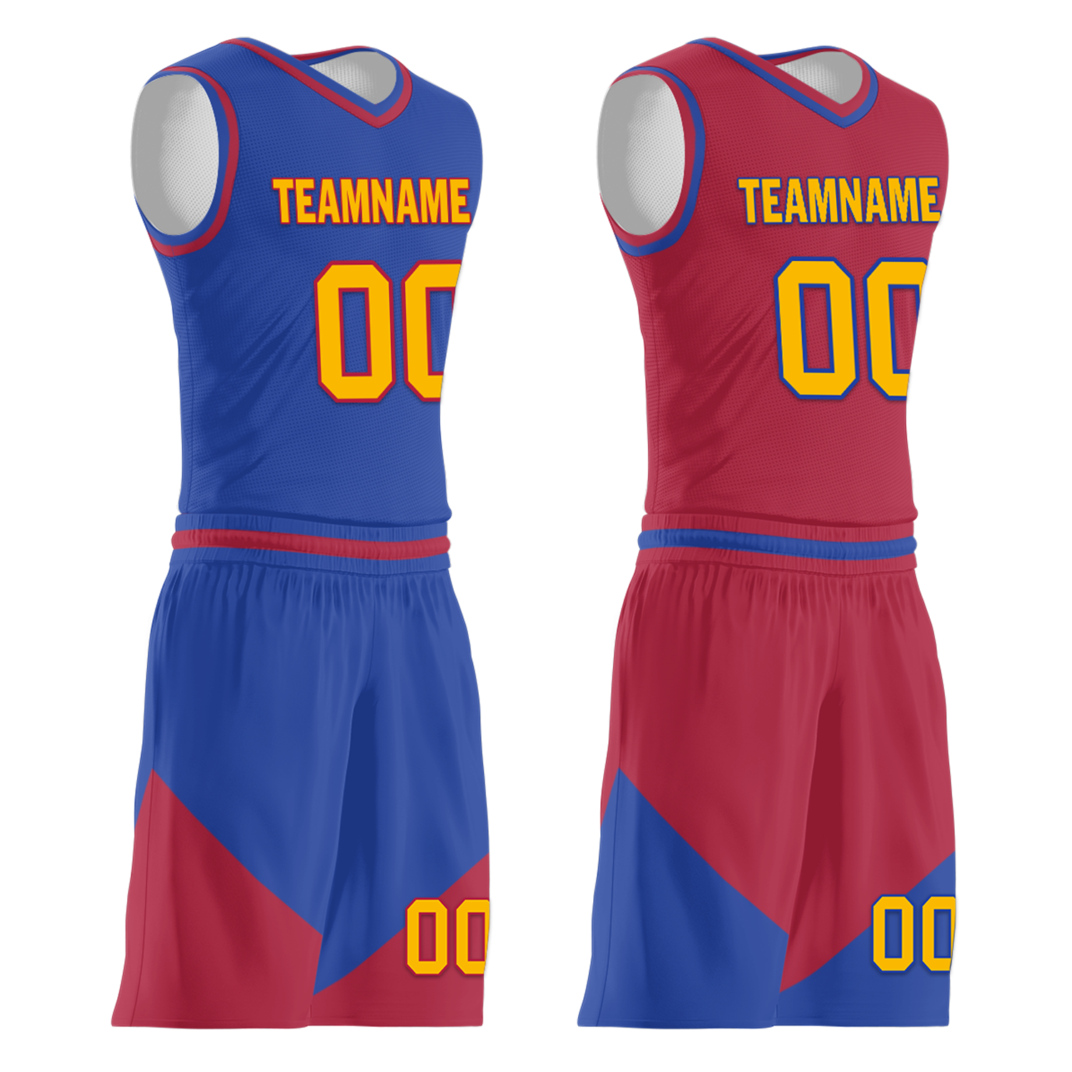 Custom Blue Red Classic Style Reversible Basketball Uniform Personalized Ordinary BBJR-D017029