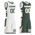 Custom White Green Classic Style Reversible Basketball Uniform Personalized COOLMAX BBJR-D017010