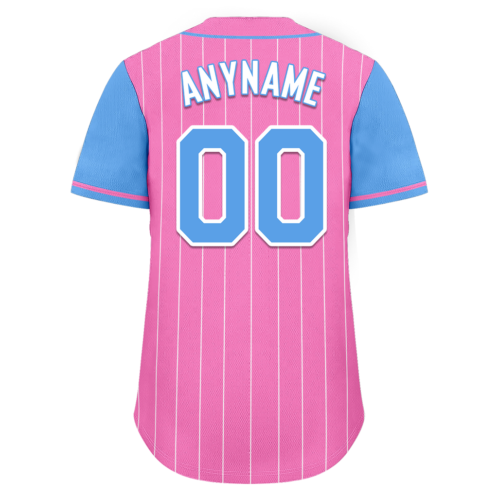 Custom Pink Blue Stripe Fashion Personalized Authentic Baseball Jersey BSBJ01-D017229