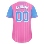 Custom Pink Blue Stripe Fashion Personalized Authentic Baseball Jersey BSBJ01-D017229
