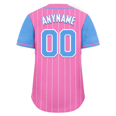 Custom Pink Blue Stripe Fashion Personalized Authentic Baseball Jersey BSBJ01-D017229