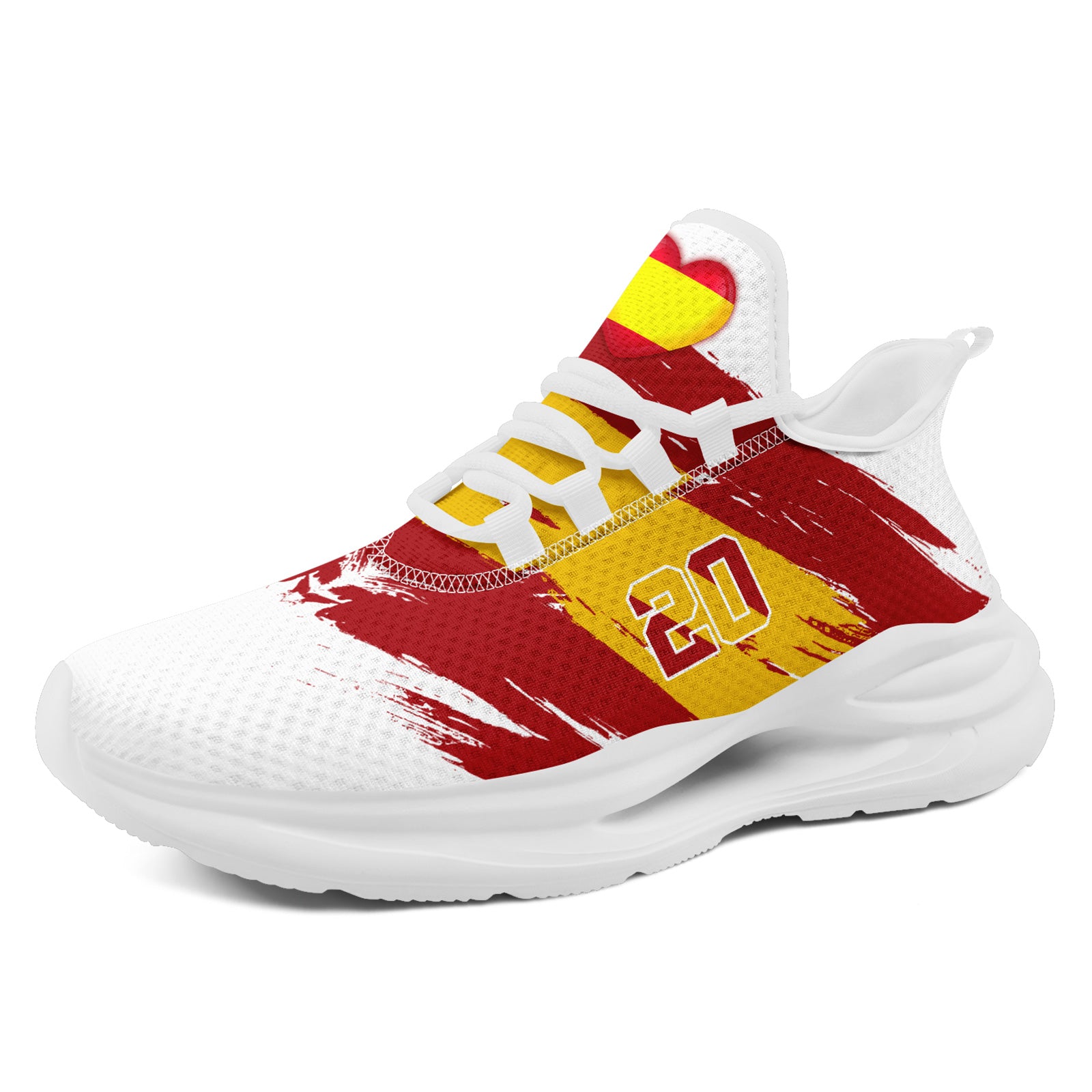 Custom 2026 World Cup Spain Sneakers DIY Country Flag Running Shoes Lightweight Sport Shoes Gift for Football Fans Personalized Team Name and Logo FN079-F023087-2