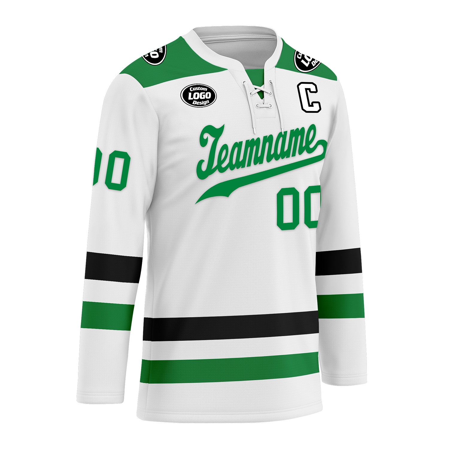 Custom White Green Personalized Hockey Jersey HCKJ01-D0a70b7