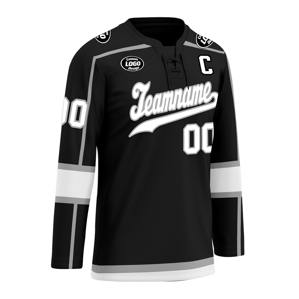 Custom Black White Personalized Hockey Jersey HCKJ01-D0a70e8