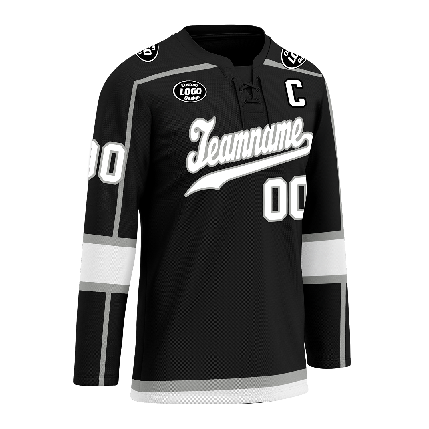Custom Black White Personalized Hockey Jersey HCKJ01-D0a70e8