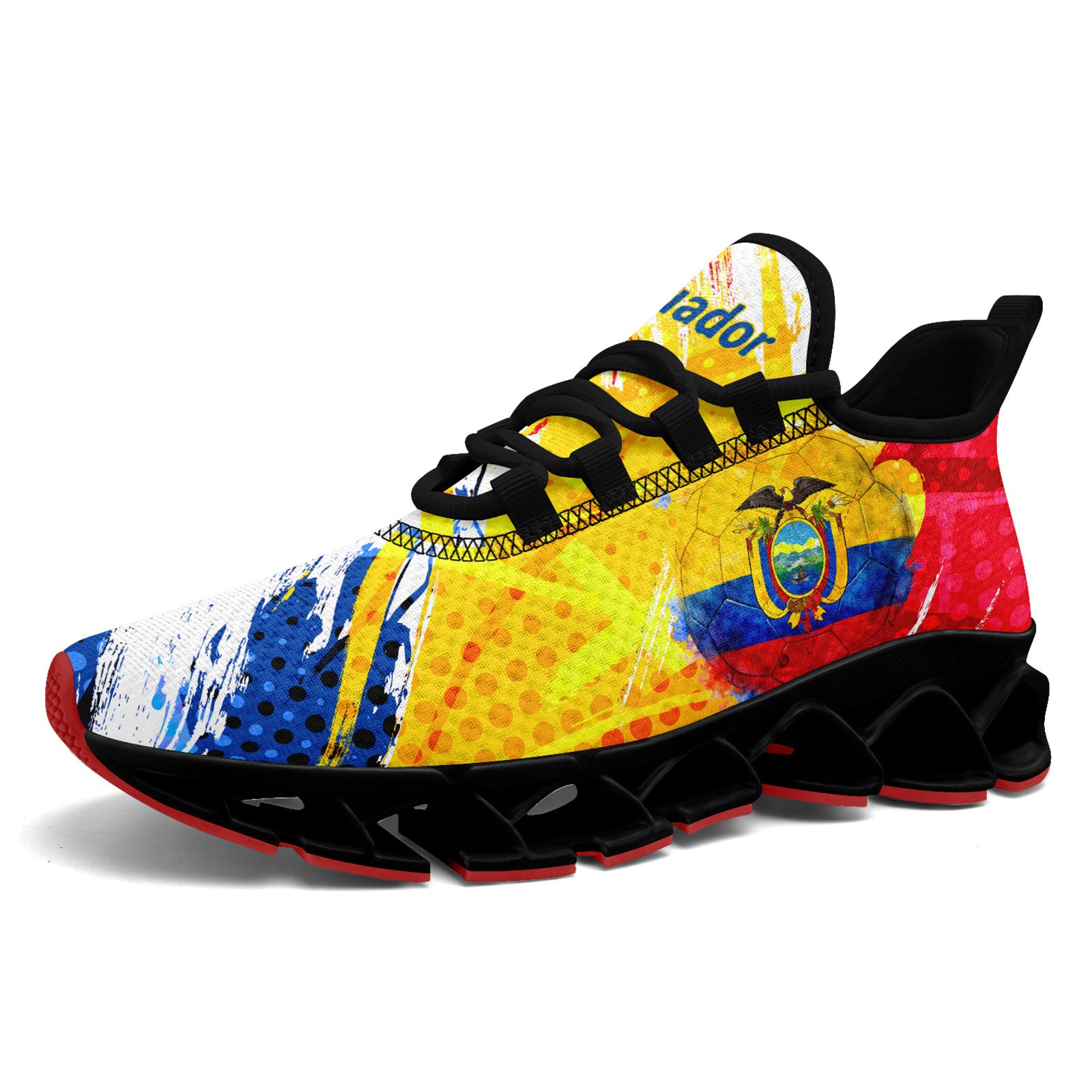 Custom Ecuador 2026 World Cup Sneakers DIY Country Flag Running Shoes Lightweight Sport Shoes Gift for Football Fans Personalized Team Name and Logo FN003XD-F009092-4