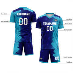 Custom Blue Soccer Sets Jersey Personalized SCJ101-D020210-9