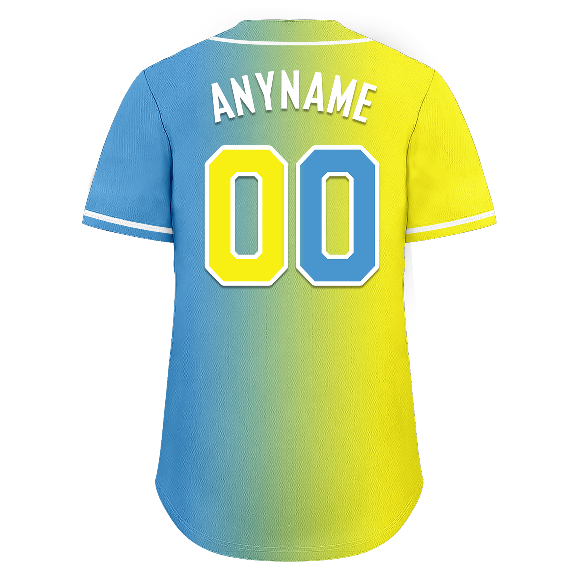 Custom Yellow Blue Gradient Fashion Personalized Authentic Baseball Jersey BSBJ01-D0a7aa0