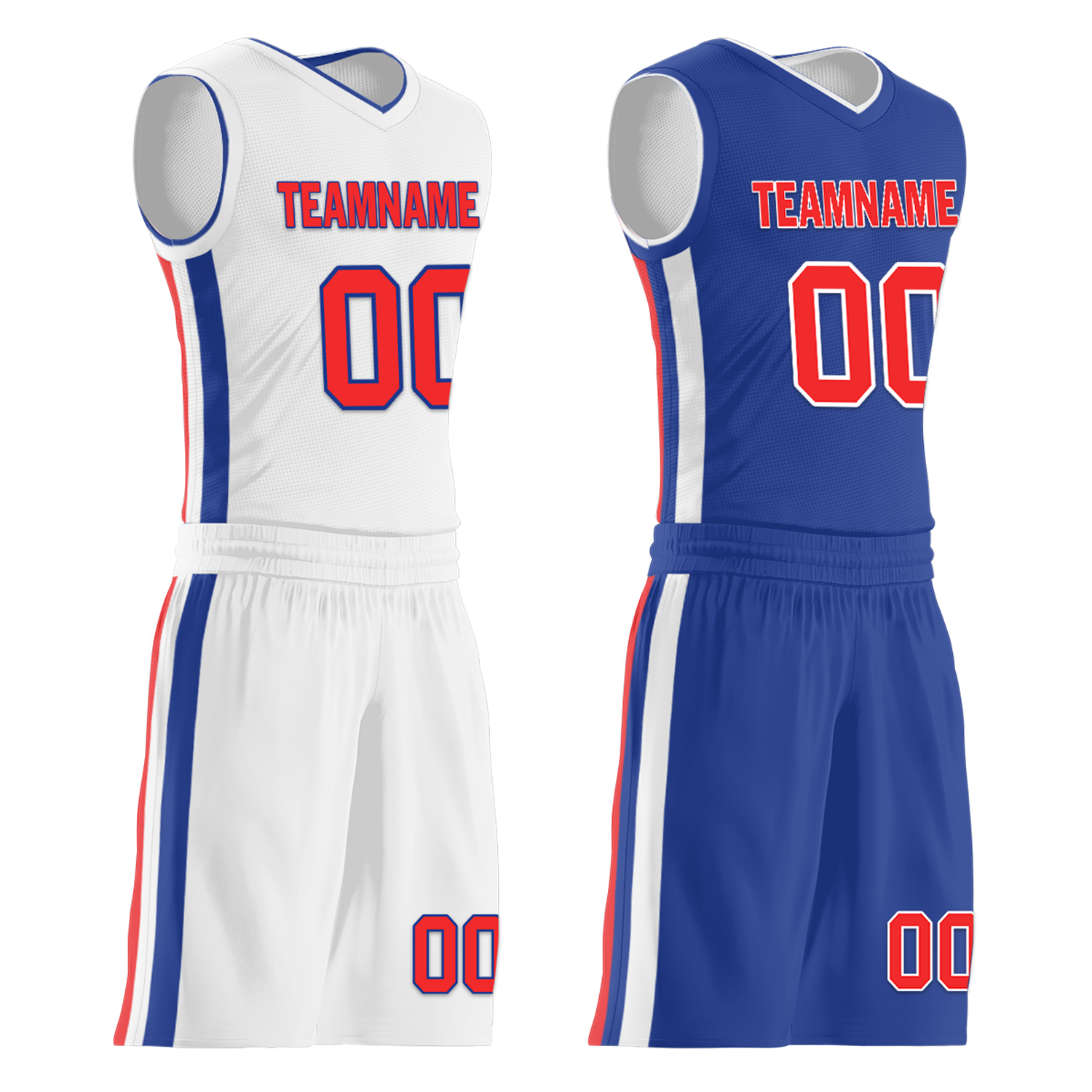Custom White Blue Classic Style Reversible Basketball Uniform Personalized COOLMAX BBJR-D017020