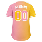 Custom Yellow Pink Gradient Fashion Personalized Authentic Baseball Jersey BSBJ01-D0a7aac