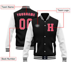 Custom Black White Waterproof Jacket Bomber Full-Snap Varsity Letterman Personalized Jacket FZ007CD-D020316-7