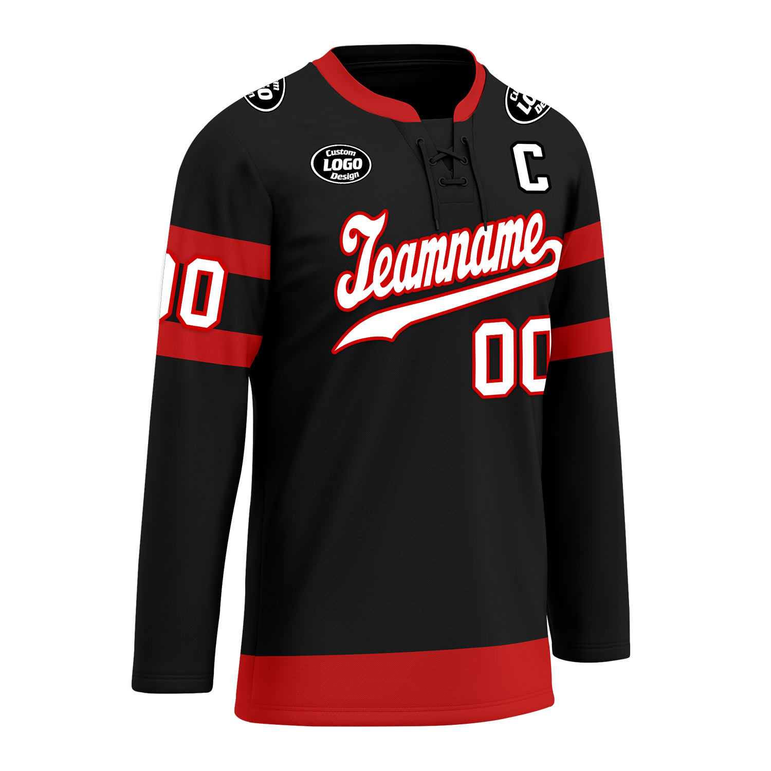 Custom Black Red Personalized Hockey Jersey HCKJ01-D0a70b0