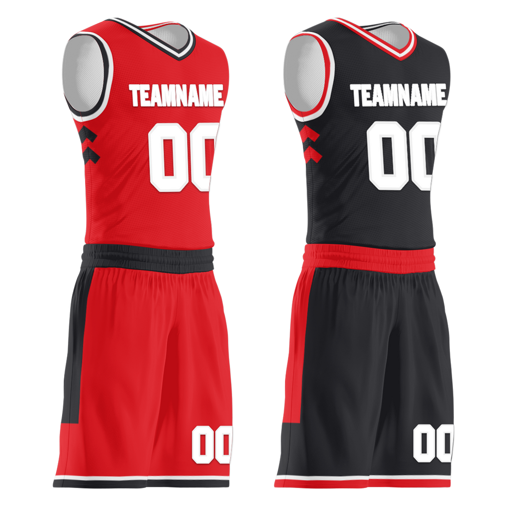 Custom Red Black Classic Style Reversible Basketball Uniform Personalized Ordinary BBJR-D017025