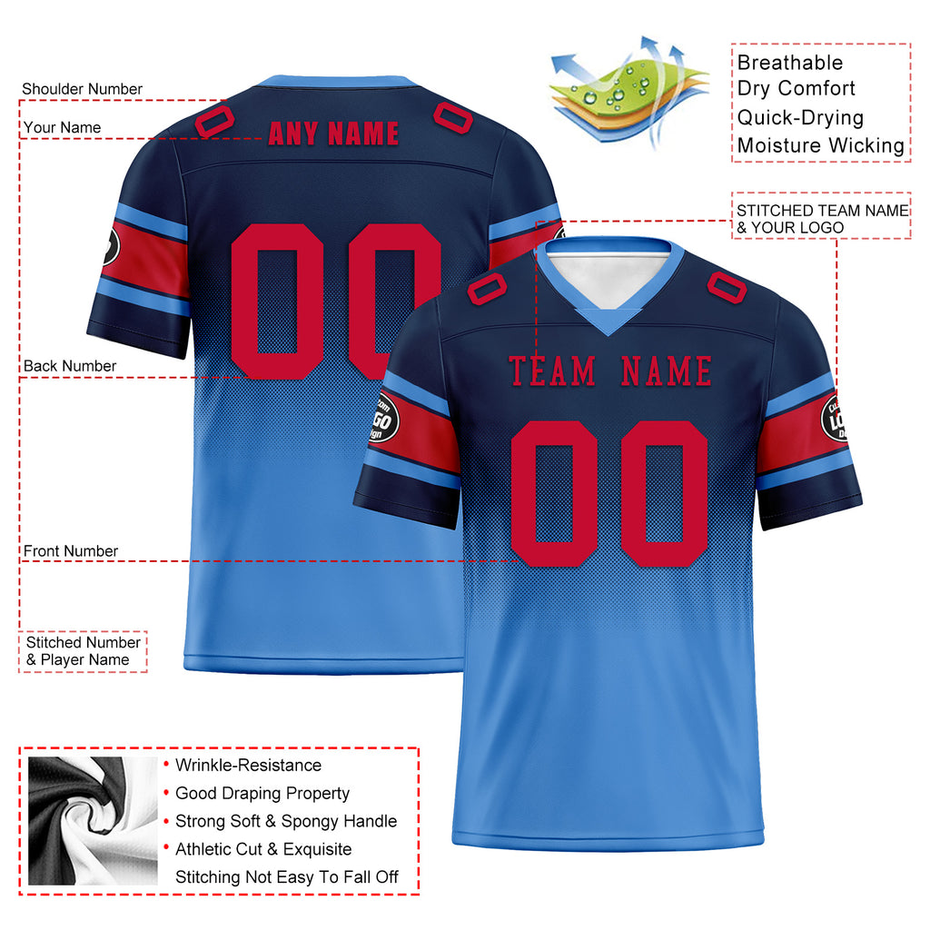 Custom Blue Tennessee Personalized Authentic Football Jersey FBJ02-D020249-32