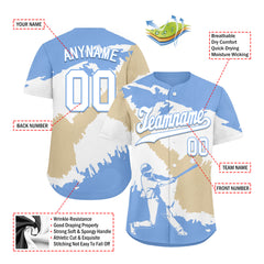 Custom Light Blue White Cream Argentina Flag Personalized Authentic Baseball Jersey BSBJ01-E06022-6