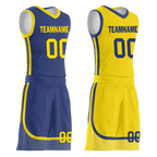 Custom Blue Yellow Classic Style Reversible Basketball Uniform Personalized Ordinary BBJR-D017003