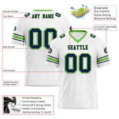 Custom White Green Seattle Personalized Authentic Football Jersey FBJ02-D020256-14