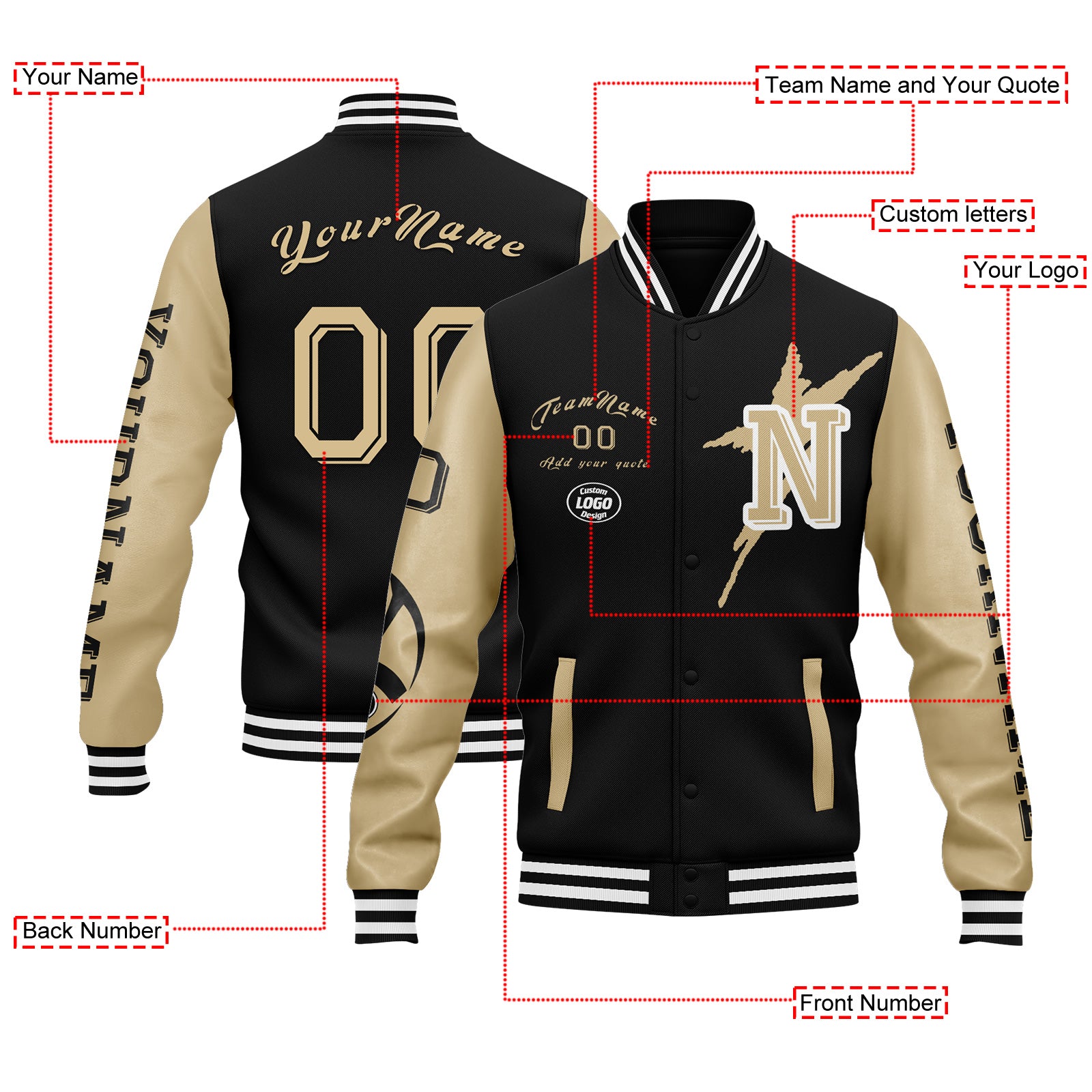 Custom Black Gold New Orleans Jacket and Sports Shoes Combo Offer Personalized Combo ZH-D020294-19